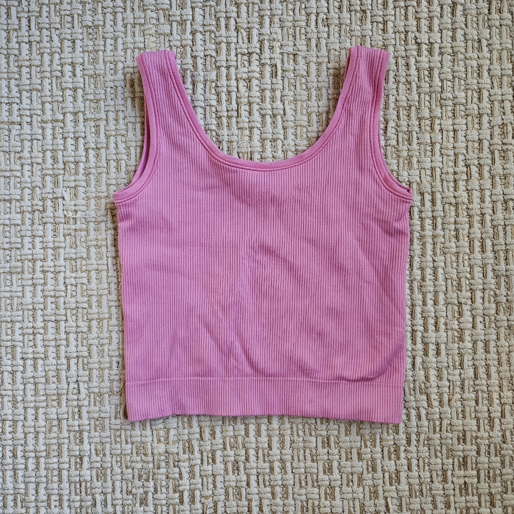 Athleta Pink Ribbed Tank Top